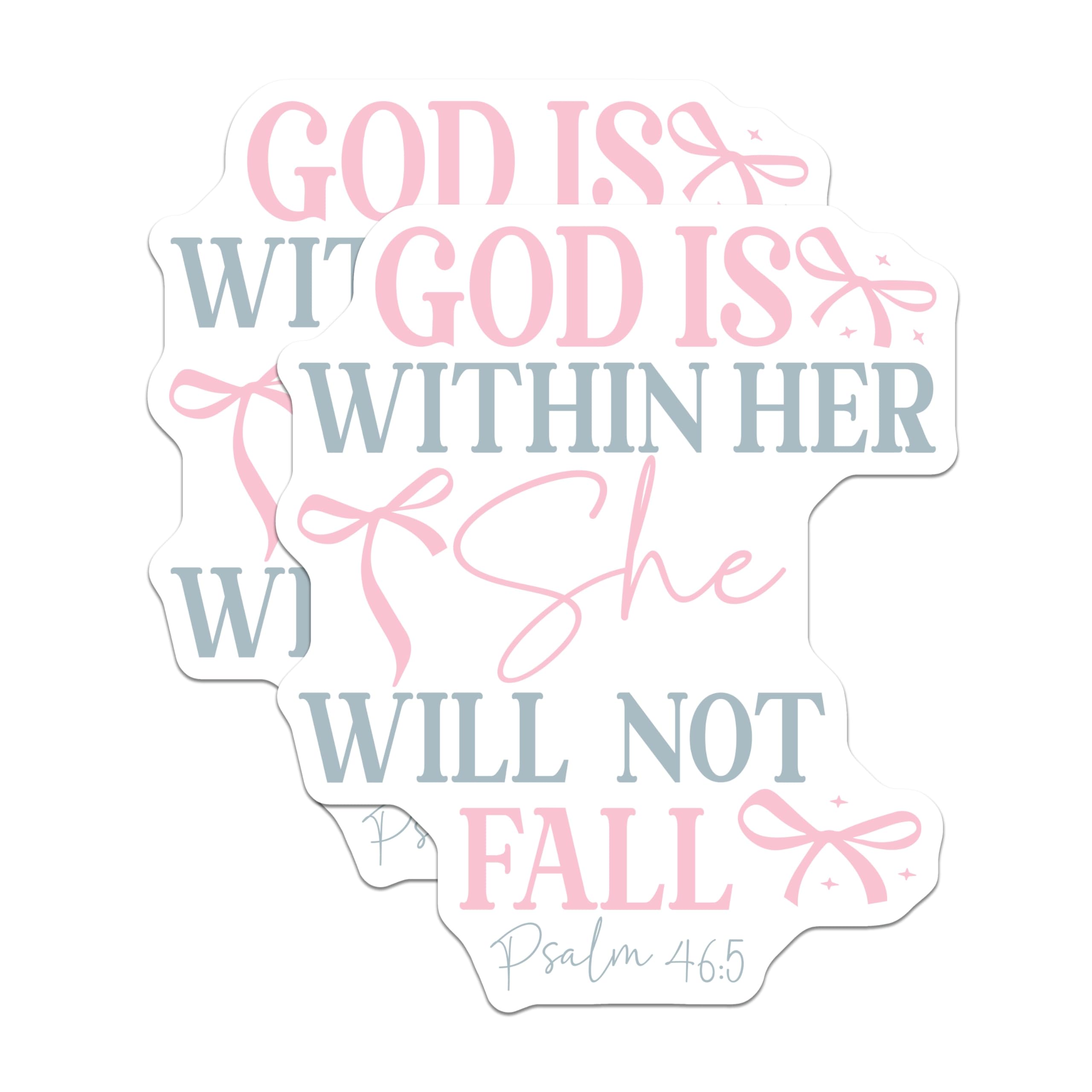 (2 Pack) God is Within Her Magnets - Psalm 46:5 Scripture - Christian Woman Inspiration - Faith Home Decor - 5 Inches On Longest Side - Thick Durable Magnet - Made in USA - MAG26541
