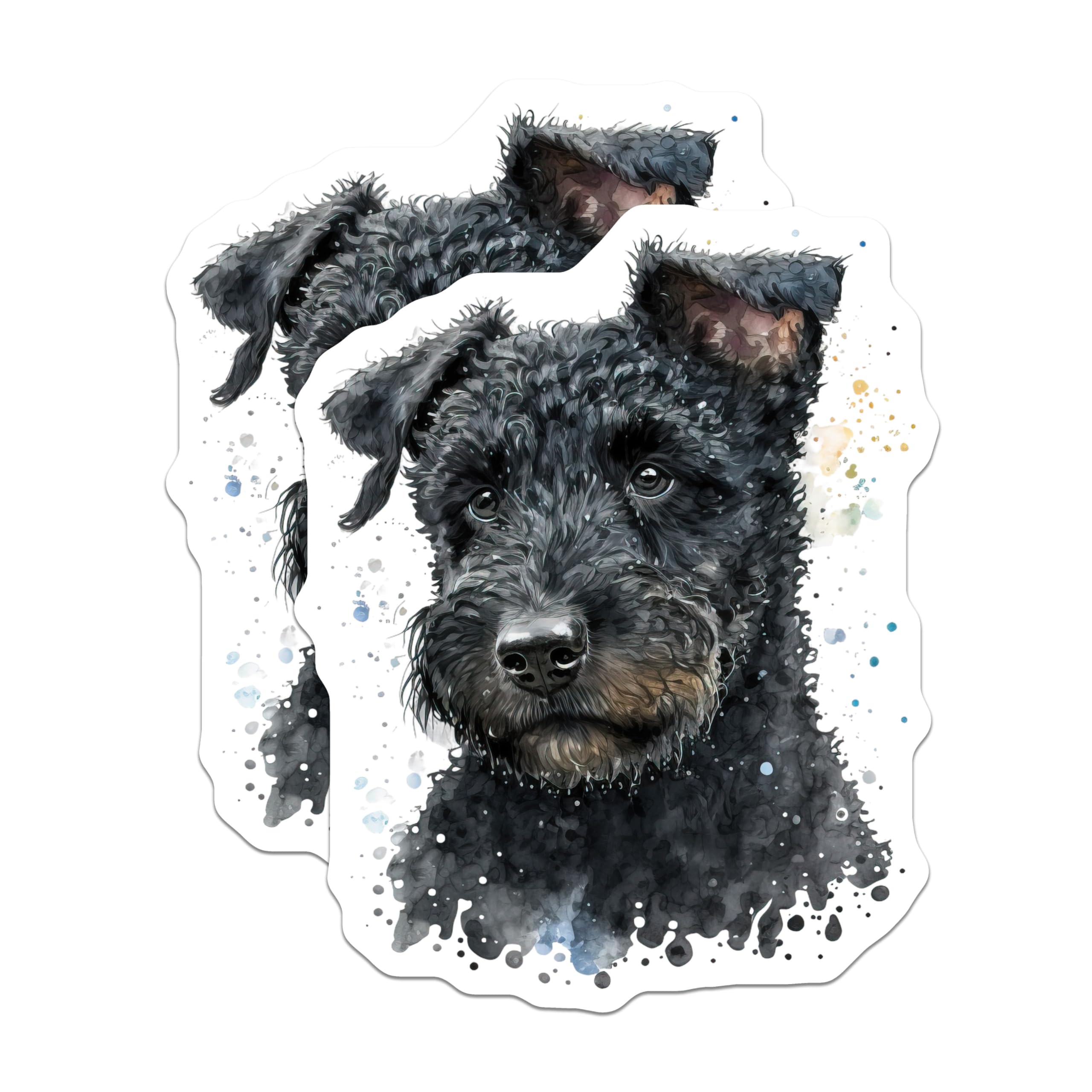 (2 Pack) Black Terrier Magnets - Watercolor Dog Art - Pet Lover Decor - 5 Inches On Longest Side - Thick Durable Magnet - Made in USA - MAG28121