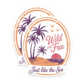 (2 Pack) Wild and Free Magnets - Palm Tree Beach Decor - Sunset Sea Magnets - 5" On Longest Side - Premium Magnet - for Cars, Refrigerators, Toolboxes, Lockers - Made in USA - MAG17557
