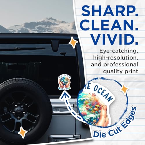 (2 Pack) Protect The Ocean Stickers - Environmental Awareness - Ocean Conservation - 5" On Longest Side - Sticks to Smooth Flat Surfaces - Made in USA - BMCS7948