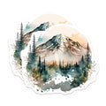(2 Pack) Watercolor Mountain Magnets - Evergreen Forest Art - Snowy Peak Landscape - 5 Inches On Longest Side - Thick Durable Magnet - Made in USA - MAG19309