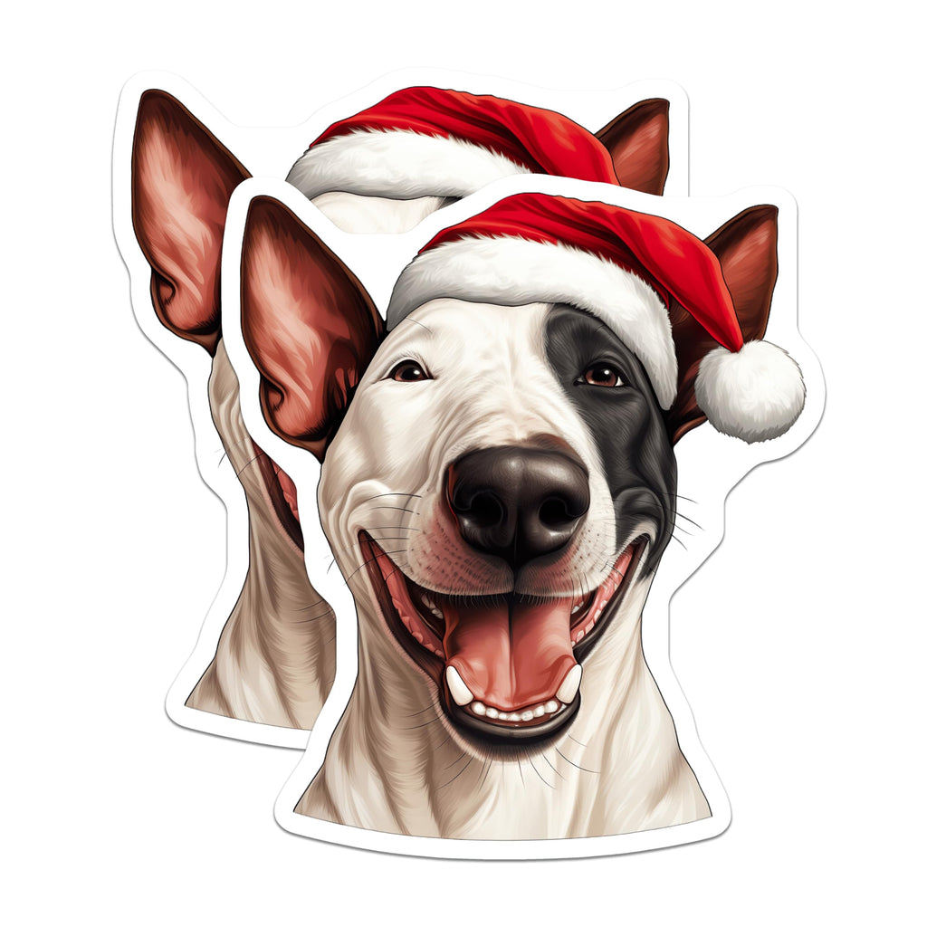 (2 Pack) Bull Terrier Christmas Magnets - Festive Santa Dog - Holiday Fridge Decor - Dog Lover Locker Magnets - 5 Inches On Longest Side - Thick Durable Magnet - Made in USA - MAG29843