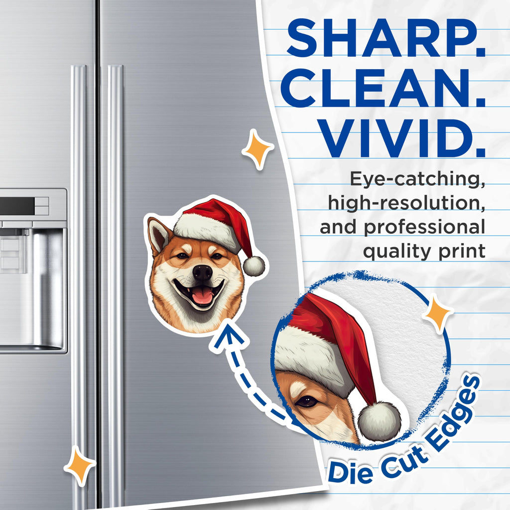 (2 Pack) Shiba Inu Christmas Magnets - Santa Dog Holiday Decor - Pet Parent Xmas Decoration - 5 Inches On Longest Side - Thick Durable Magnet - Made in USA - MAG28593