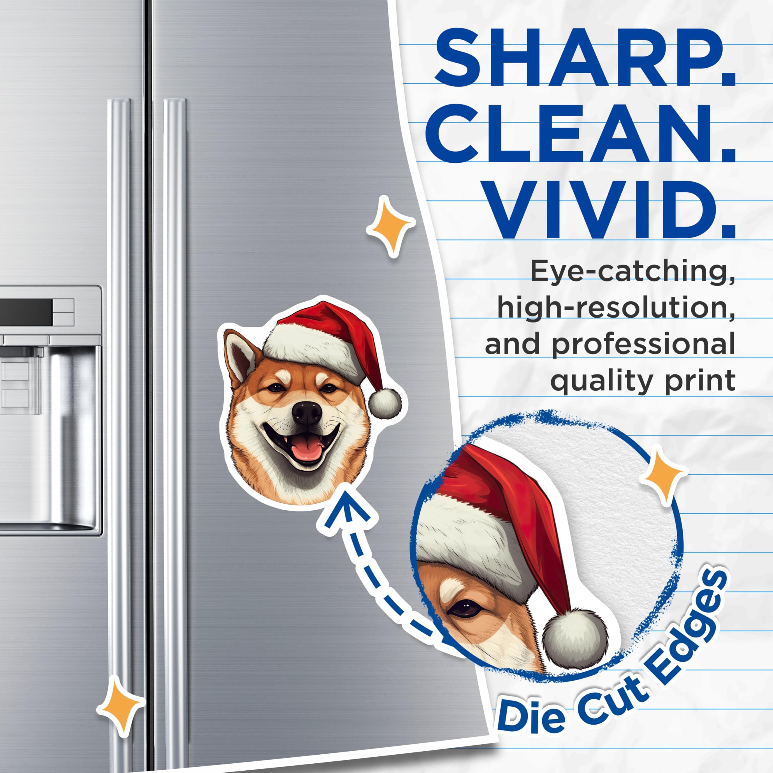 (2 Pack) Shiba Inu Christmas Magnets - Santa Dog Holiday Decor - Pet Parent Xmas Decoration - 5 Inches On Longest Side - Thick Durable Magnet - Made in USA - MAG28593