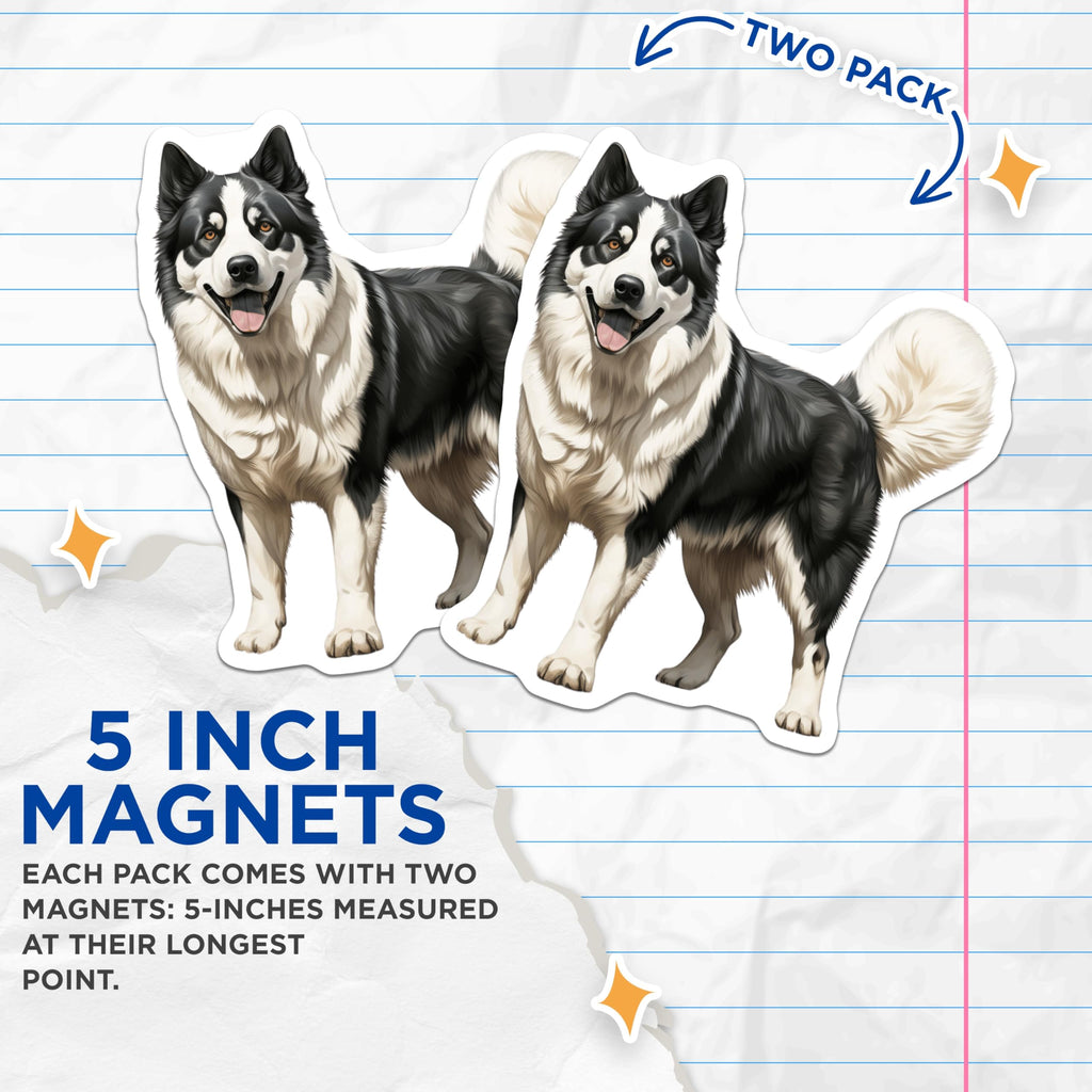 (2 Pack) Husky Magnets - Black White Dog Lover Decor - Pet Owner Kitchen Accessories - 5 Inches On Longest Side - Thick Durable Magnet - Made in USA - MAG28924