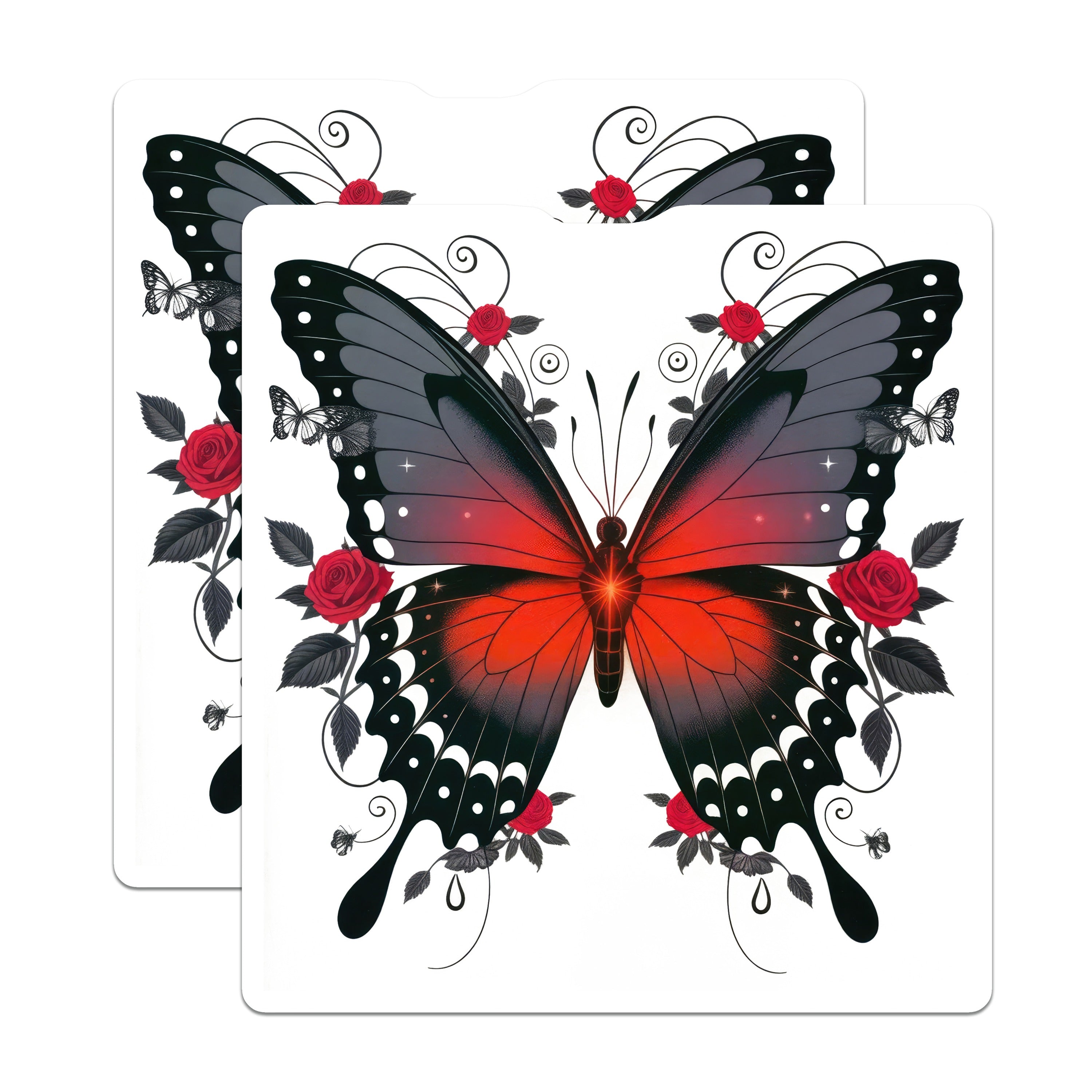(2 Pack) Gothic Rose Butterfly Magnets - Dark Romantic Aesthetic - Alternative Home Decor - 5 Inches On Longest Side - Thick Durable Magnet - Made in USA - MAG38853