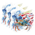 (3 Pack) Patriotic Crab Decals - American Flag Decals - Coastal Laptop Decal- 3 Inches On Longest Side - Easy Peel & Apply - Made in USA - 3MCS5720