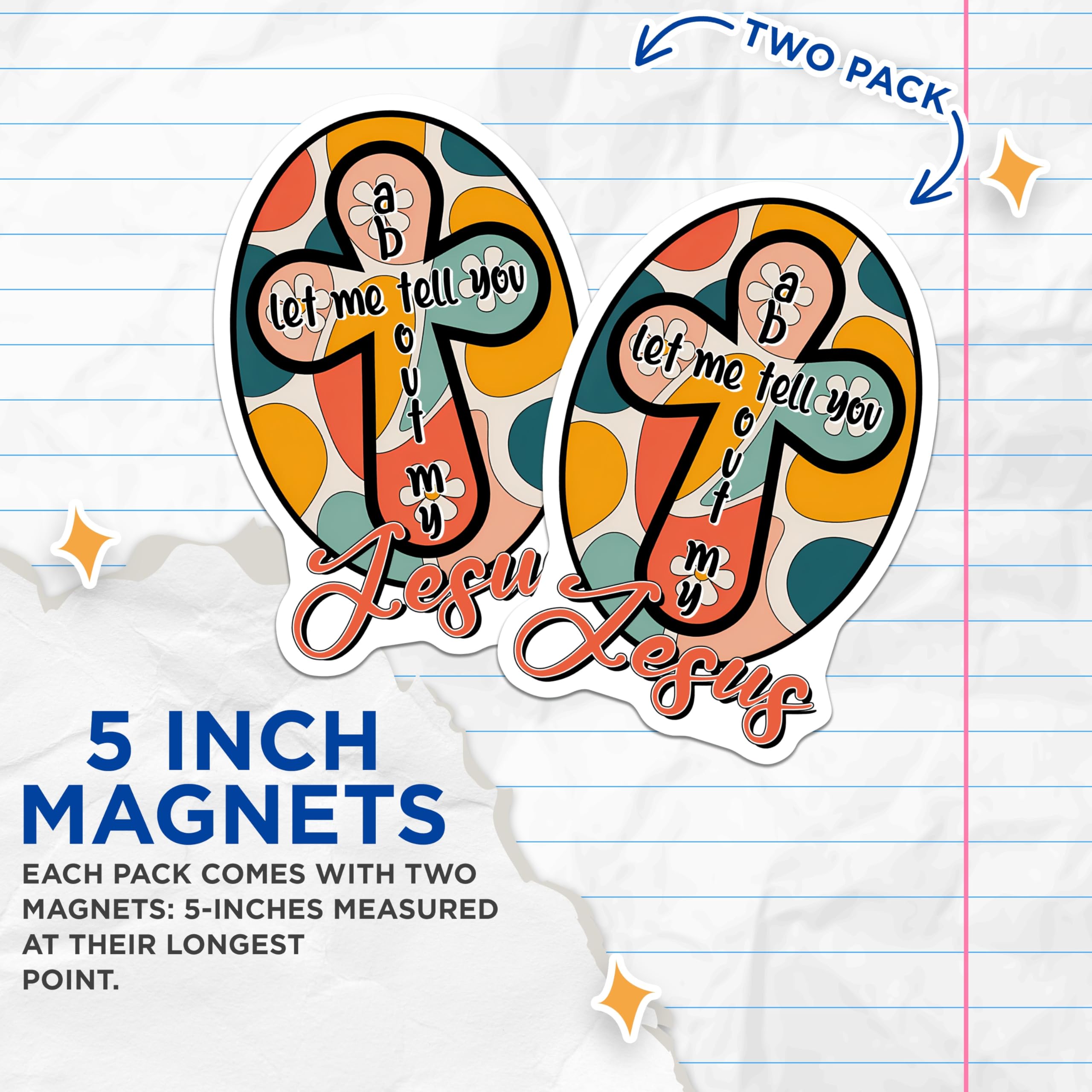 (2 Pack) Jesus Magnets - Religious Affirmation Magnet - Inspirational Saying Magnets - 5" On Longest Side - Premium Magnet - for Cars, Refrigerators, Toolboxes, Lockers - Made in USA - MAG14756