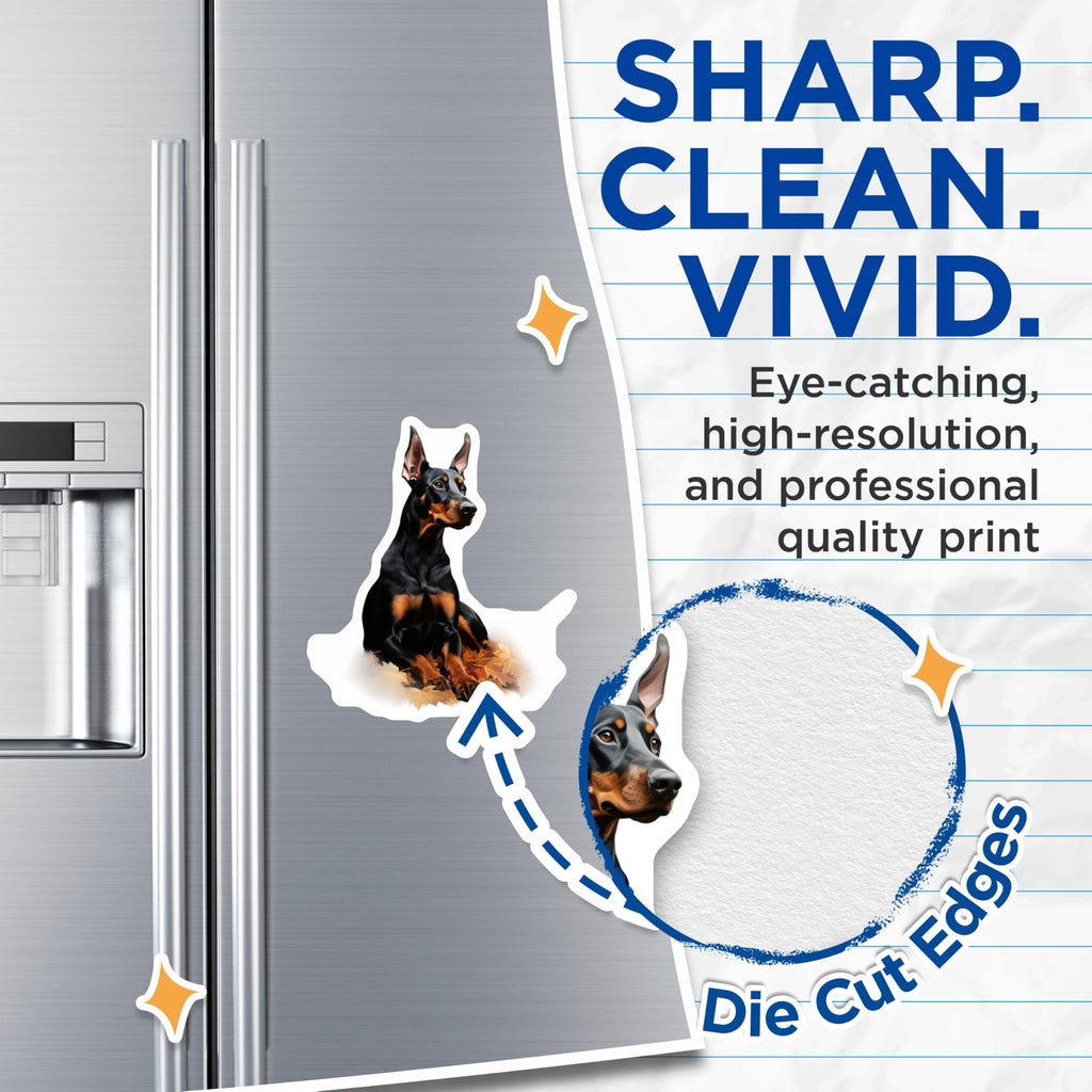 (2 Pack) Doberman Pinscher Magnets - Black Tan Dog Decor - Fall Pet Owner Items - 5 Inches On Longest Side - Thick Durable Magnet - Made in USA - MAG26007