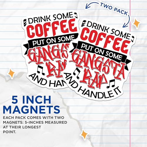 (2 Pack) Coffee Magnets Magnets - Funny Kitchen Decor - Motivational Quotes - 5" On Longest Side - Made in USA - Sticks to Refrigerators & Metal Surfaces - MAG8713