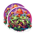 (2 Pack) Frog Mushroom Stickers - Cute Frogs Stickers - Nature Themed Frog and Mushrooms Stickers - 5" On Longest Side - Sticks to Smooth Flat Surfaces - Made in USA - BMCS4070