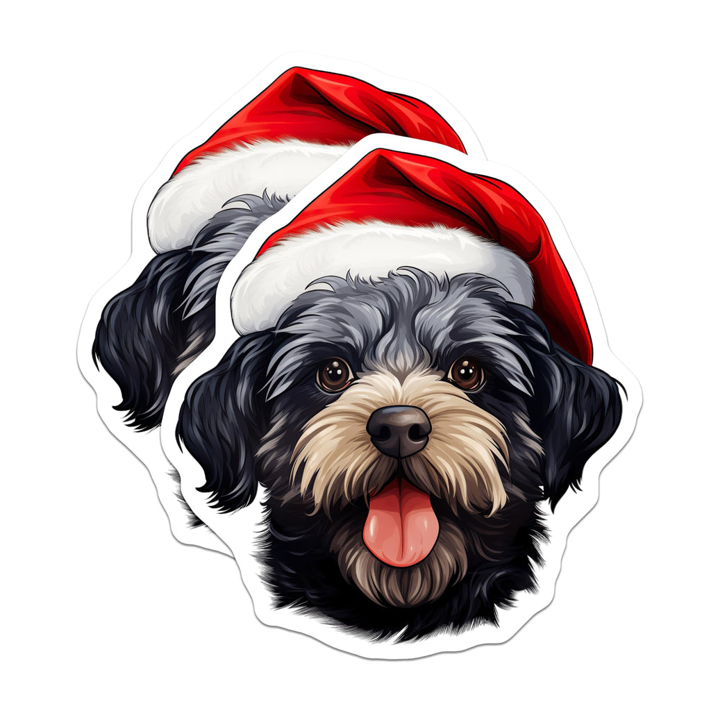 (2 Pack) Christmas Dog Magnets - Santa Hat Puppy Decor - Holiday Pet Refrigerator Decor - 5 Inches On Longest Side - Thick Durable Magnet - Made in USA - MAG25471