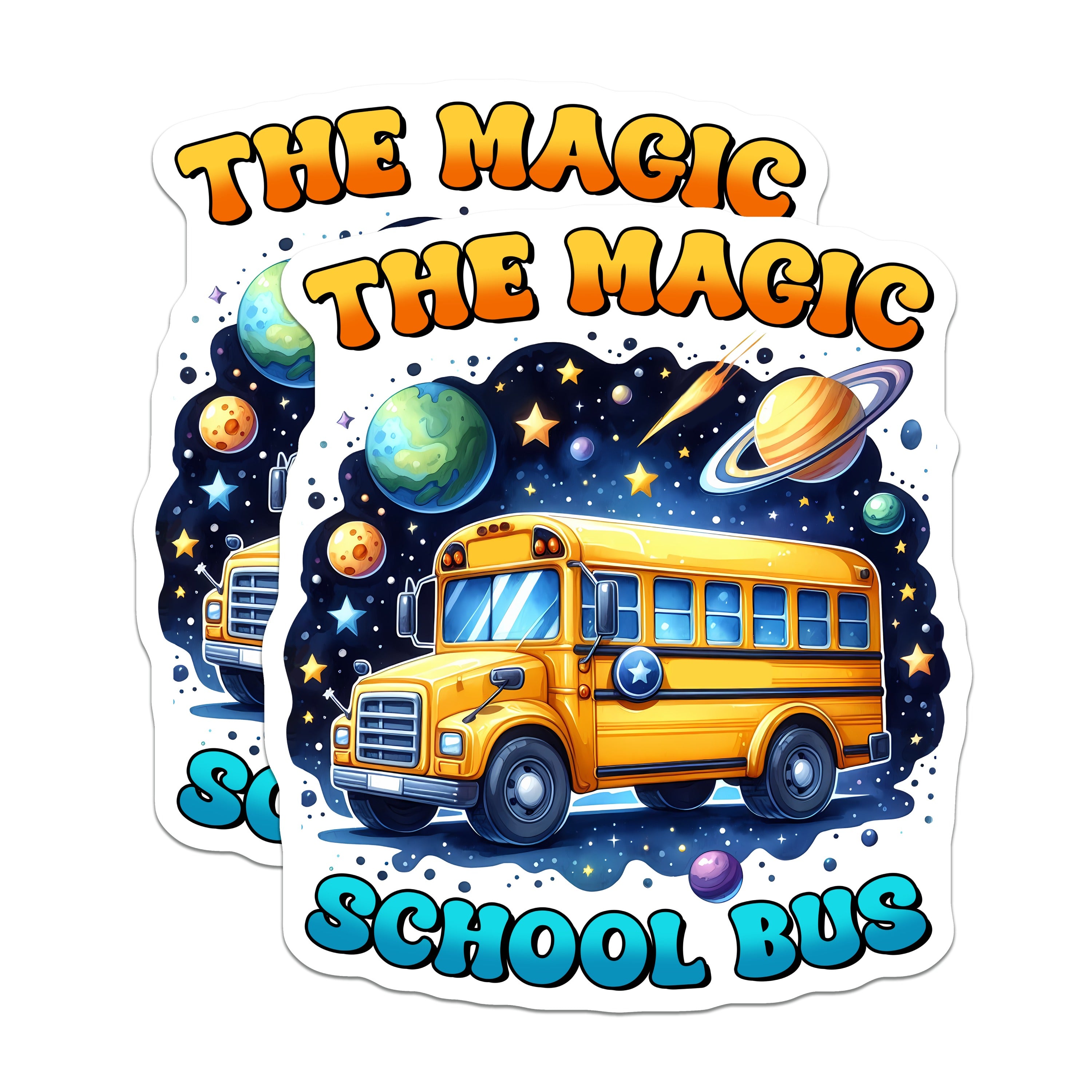 (2 Pack) Magic School Bus Space Magnets - Whimsical Science Education - Cosmic Adventure Fridge Locker Magnet - 5 Inches On Longest Side - Thick Durable Magnet - Made in USA - MAG36770