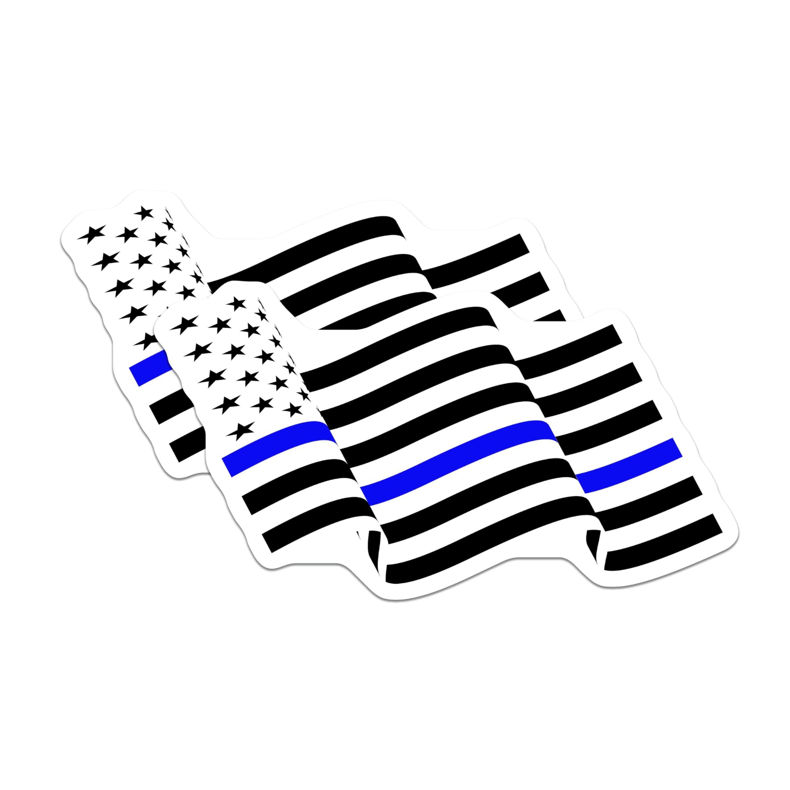 (2 Pack) Thin Blue Line Magnets - Police Officer Support Flag - Law Enforcement Tribute Vehicle Decals - 5 Inches On Longest Side - Thick Durable Magnet - Made in USA - MAG22280