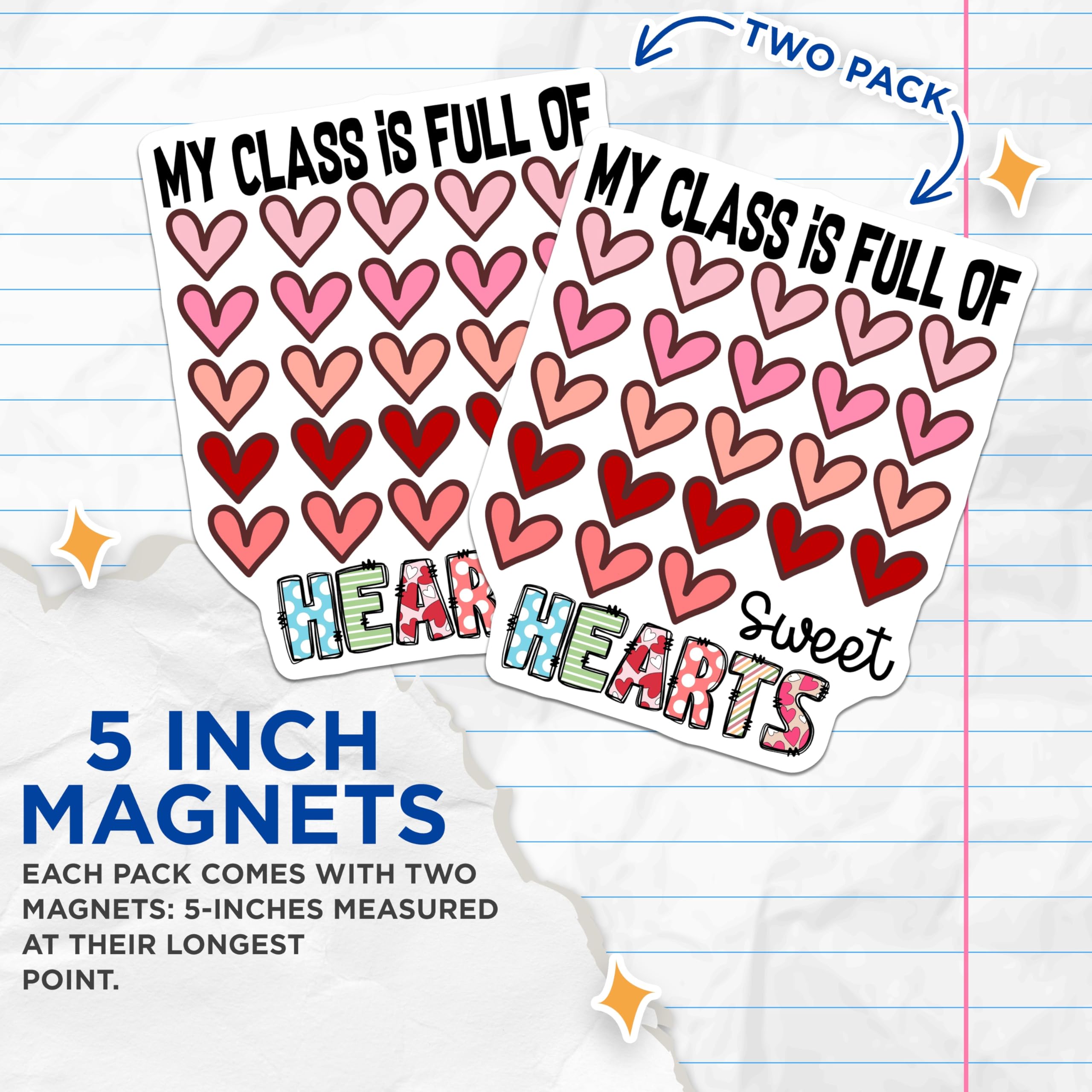 (2 Pack) Teacher Classroom Magnets - Sweet Hearts Decor - Valentine's Day Teacher Appreciation - School Fridge Magnets - 5 Inches On Longest Side - Thick Durable Magnet - Made in USA - MAG21480