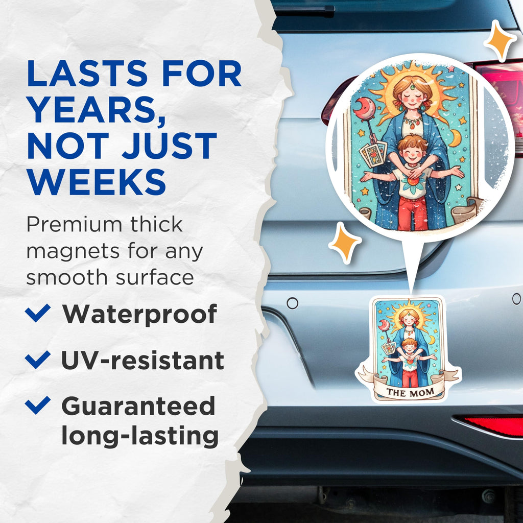(2 Pack) The Mom Tarot Card Magnets - Mystical Motherhood Celestial Art - Nurturing Mama Figure Decor - 5 Inches On Longest Side - Thick Durable Magnet - Made in USA - MAG22163