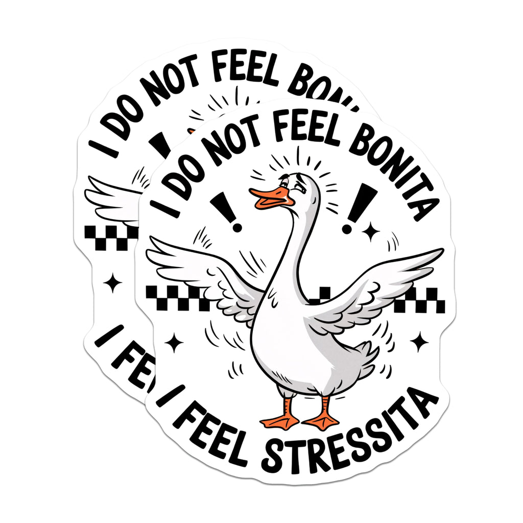(2 Pack) Stressed Goose Magnets - Funny Bonita Stressita Meme - Quirky Fridge Locker Whiteboard Decor - 5 Inches On Longest Side - Thick Durable Magnet - Made in USA - MAG20286
