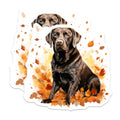 (2 Pack) Chocolate Labrador Magnets - Autumn Dog Lover - Fall Decor for Fridge - 5 Inches On Longest Side - Thick Durable Magnet - Made in USA - MAG29255