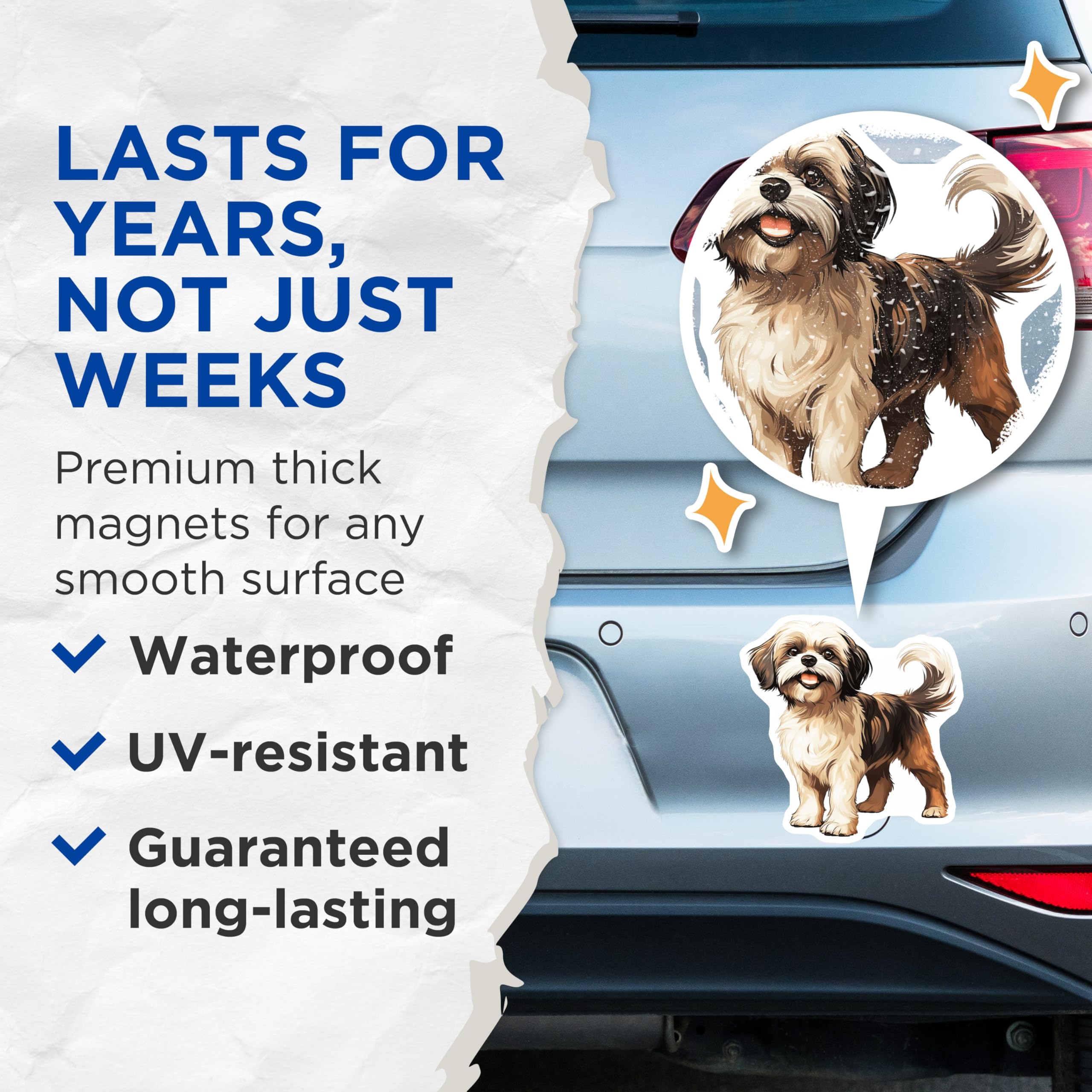 (2 Pack) Shih Tzu Dog Magnets - Cute Pet Owner Fridge Decor - Adorable Puppy Magnet Art - Dog Breed Enthusiast - 5 Inches On Longest Side - Thick Durable Magnet - Made in USA - MAG30102
