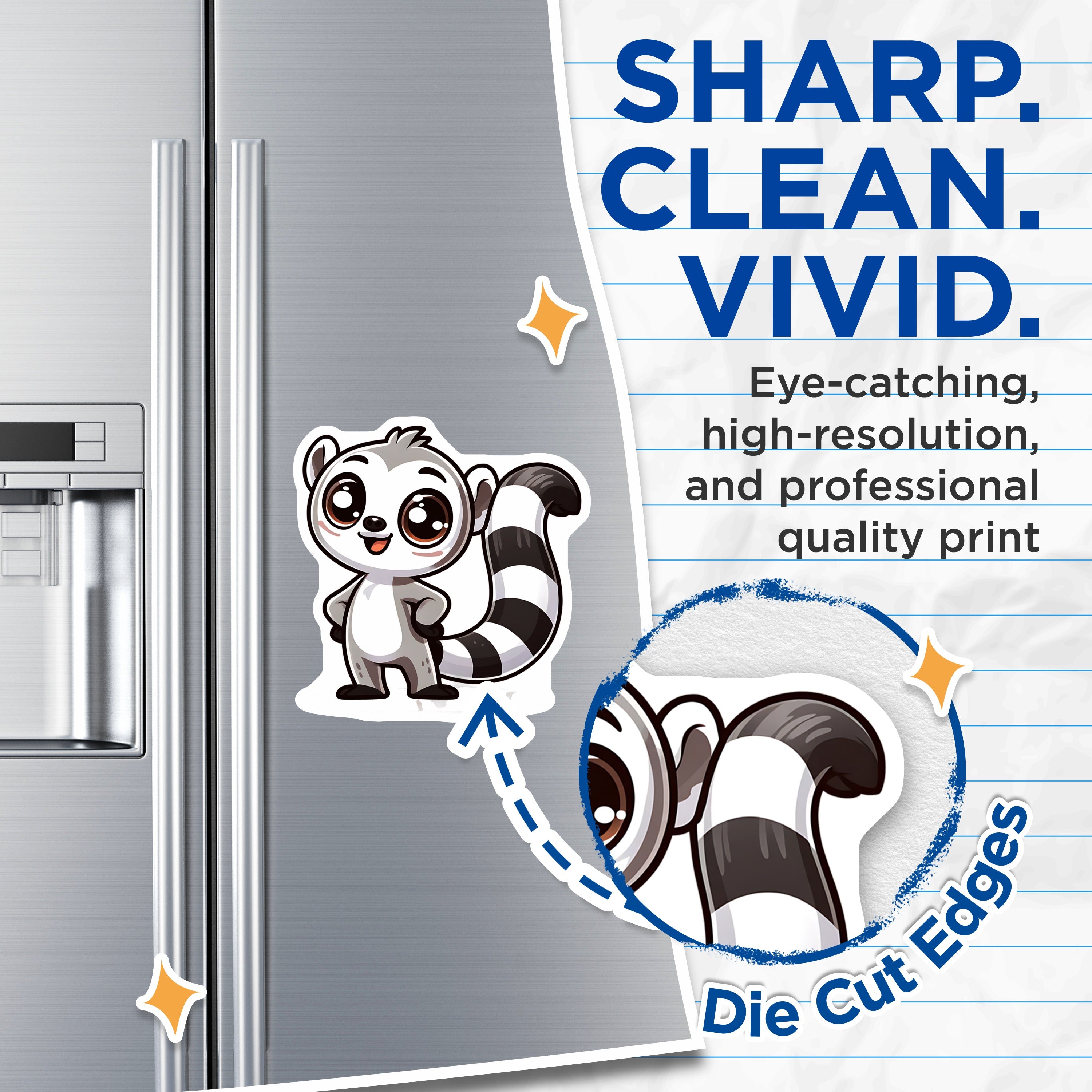 (2 Pack) Cute Lemur Magnets - Kawaii Animal Decor - Adorable Fridge Art - Kids Locker Accessory - 5 Inches On Longest Side - Thick Durable Magnet - Made in USA - MAG37253
