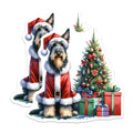 (2 Pack) Watercolor Santa Dog Magnets - Festive Pet Holiday Decor - Christmas Schnauzer Art - 5 Inches On Longest Side - Thick Durable Magnet - Made in USA - MAG26267
