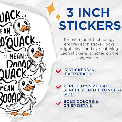 (3 Pack) Quack Boack Decals - Funny Duck Decal - Cute Laptop Decals - 3 Inches On Longest Side - Easy Peel & Apply - Made in USA - 3MCS8298