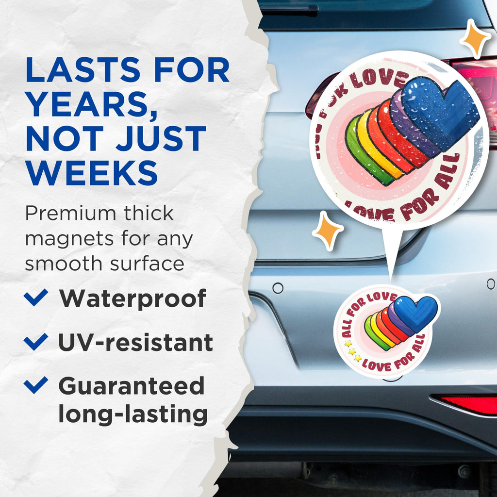 (2 Pack) Pride Heart Magnets - LGBTQ Home Decor - Love for All Fridge Magnets - 5" On Longest Side - Premium Magnet - for Cars, Refrigerators, Toolboxes, Lockers - Made in USA - MAG17103