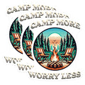 (3 Pack) Camp More Worry Less Decals - Camping Laptop Decals - Outdoor Adventure Stickers- 3 Inches On Longest Side - Easy Peel & Apply - Made in USA - 3MCS5680