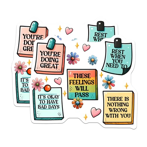 (2 Pack) Motivational Quote Stickers - Mental Health Stickers - Positive Affirmation Stickers - 5" On Longest Side - Sticks to Any Smooth Flat Surface - Made in USA - BMCS3246