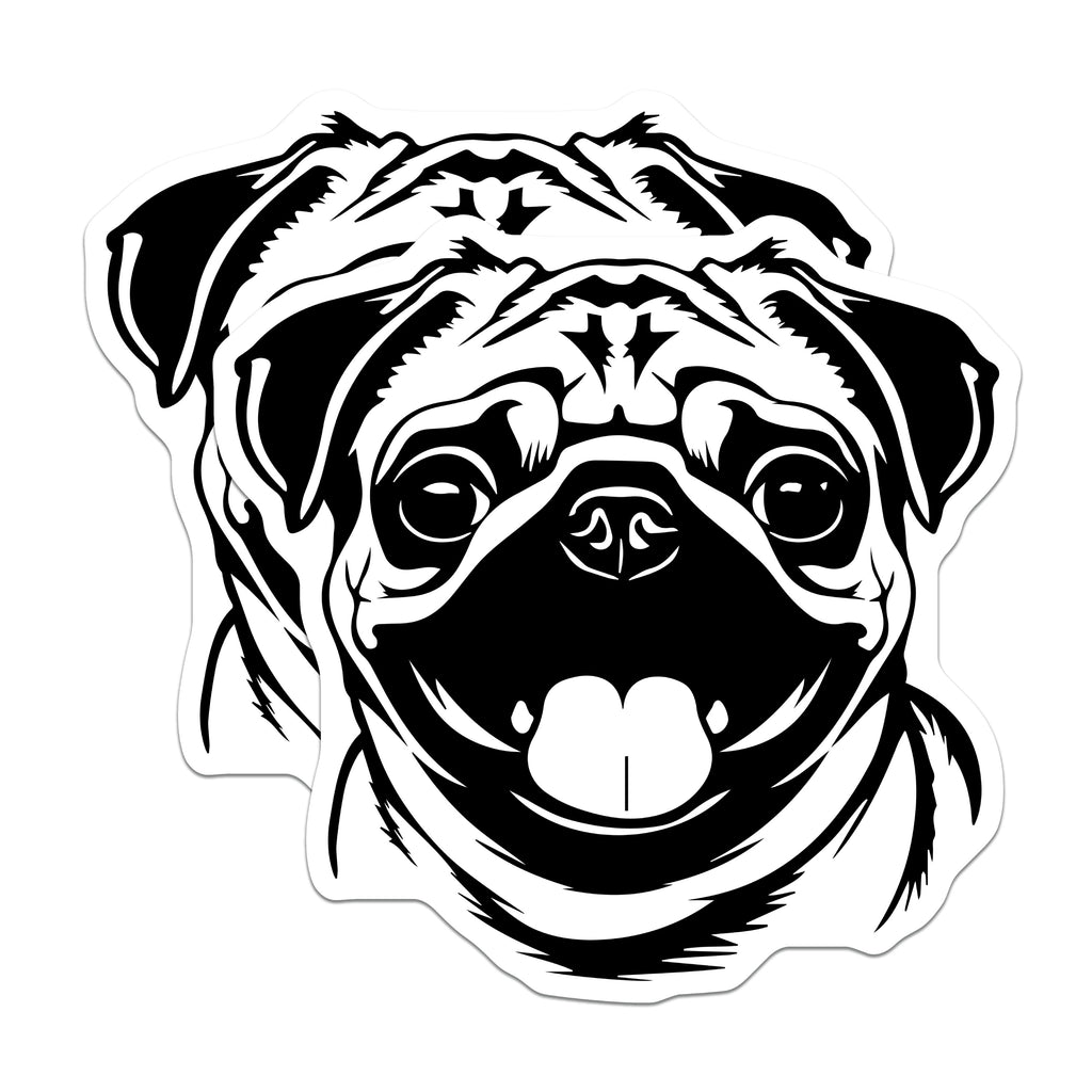 (2 Pack) Pug Dog Magnets - Cute Pet Lover Refrigerator Decor - Animal Parent Kennel Locker - 5 Inches On Longest Side - Thick Durable Magnet - Made in USA - MAG38072