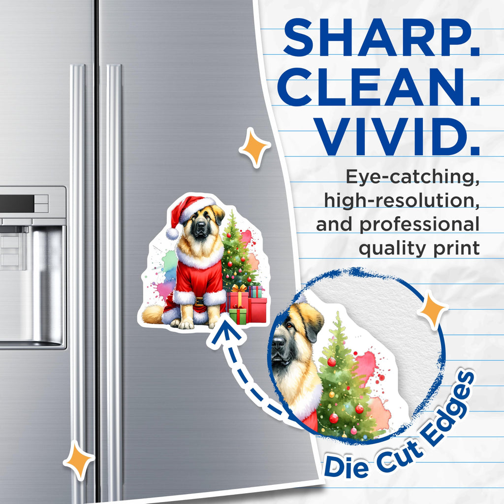 (2 Pack) Santa Claus Dog Magnets - Christmas Tree Presents Decor - Festive Holiday Refrigerator Magnet Set - 5 Inches On Longest Side - Thick Durable Magnet - Made in USA - MAG24102