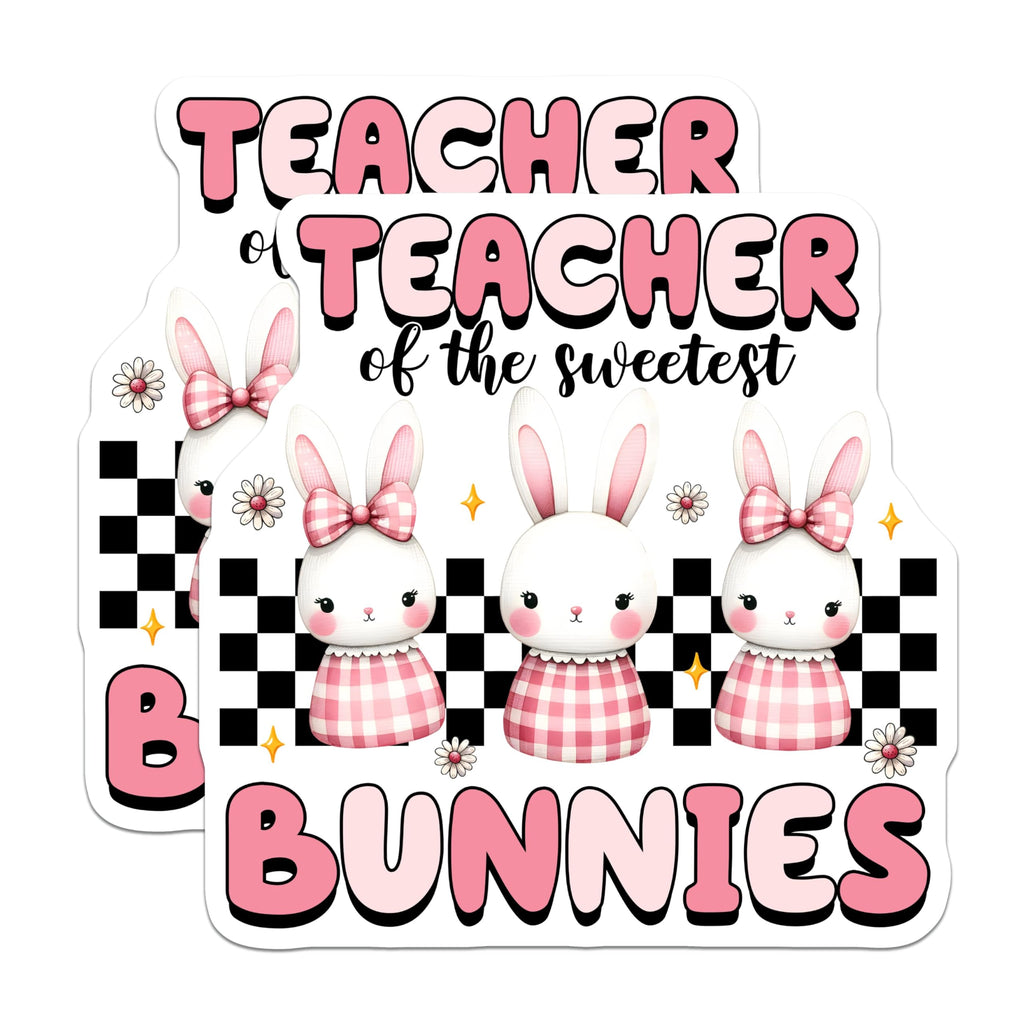 (2 Pack) Teacher of The Sweetest Bunnies Magnets - Classroom Decoration - 5" On Longest Side - for Cars, Fridges, Toolboxes - Made in USA - MAG8138