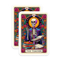 (2 Pack) Day of the Dead Teacher Magnets - Folk Art Skull Educator - Tarot Card Books Mentor - 5 Inches On Longest Side - Thick Durable Magnet - Made in USA - MAG25335