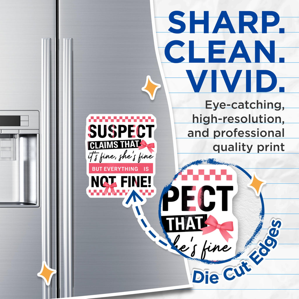 (2 Pack) Funny Sarcastic Magnets - Its Fine She is Fine Quote Refrigerator Magnets - Not Fine Humor Decor Statement - 5 Inches On Longest Side - Thick Durable Magnet - Made in USA - MAG21461