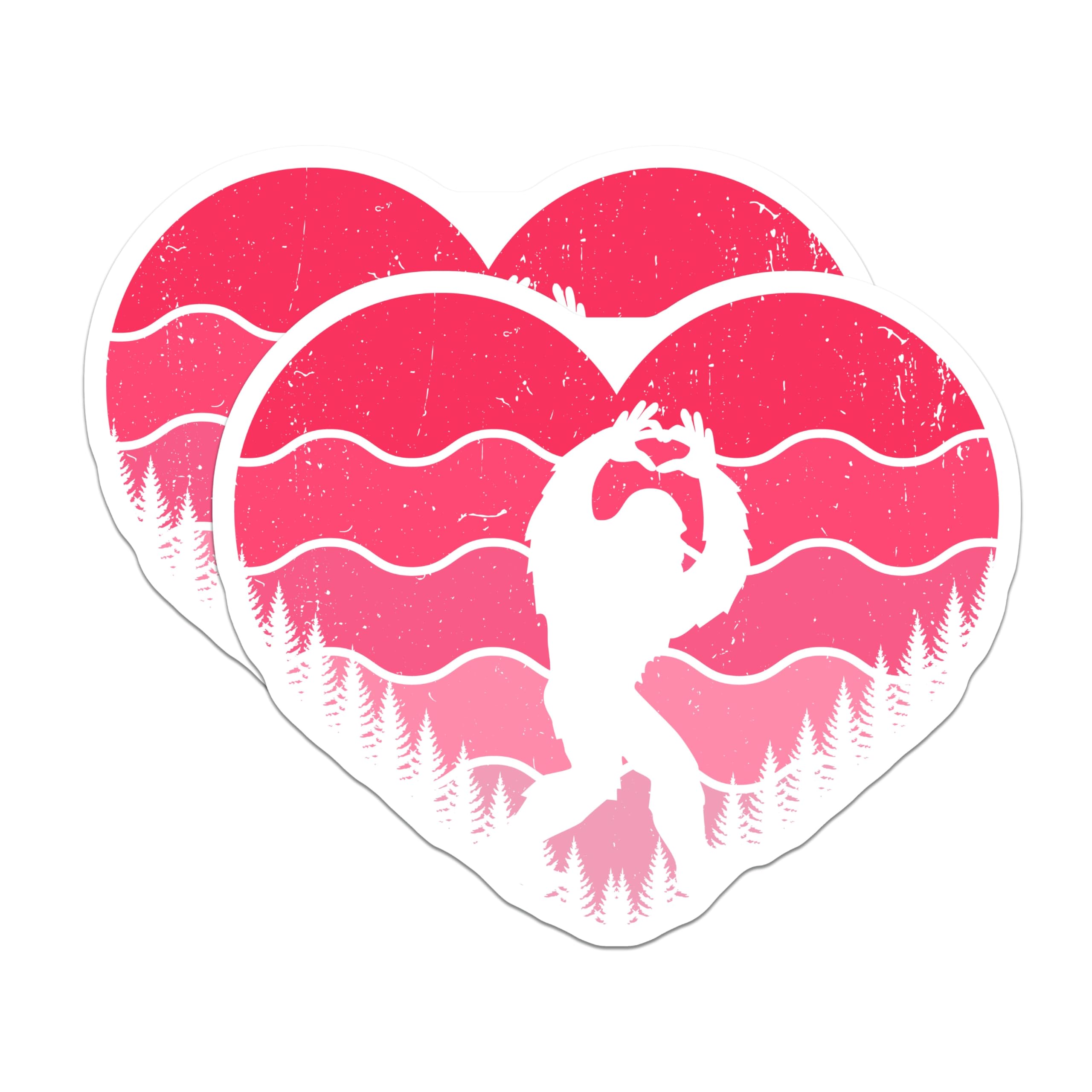 (2 Pack) Bigfoot Heart Hands Magnets - Valentine's Day Decor - Romantic Yeti - 5" On Longest Side - Premium Magnet - for Cars, Refrigerators, Toolboxes, Lockers - Made in USA - MAG16655