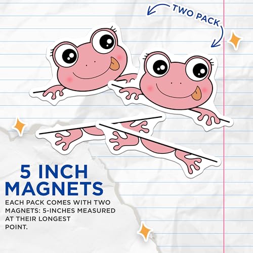 (2 Pack) Cute Frog Magnets - Fun Animal Decor - Kids Room - Refrigerator Magnets - 5" On Longest Side - for Cars, Fridges, Toolboxes - Made in USA - MAG6657