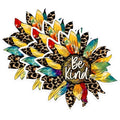 (3 Pack) Be Kind Sunflower Decals - Leopard Print - Tie Dye Flower - Laptop Decals - 3 Inches On Longest Side - Easy Peel & Apply - Made in USA - 3MCS1376