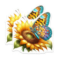 (2 Pack) Butterfly Sunflower Magnets - Vibrant Nature Fridge Decor - Boho Kitchen Locker Display - 5 Inches On Longest Side - Thick Durable Magnet - Made in USA - MAG39090