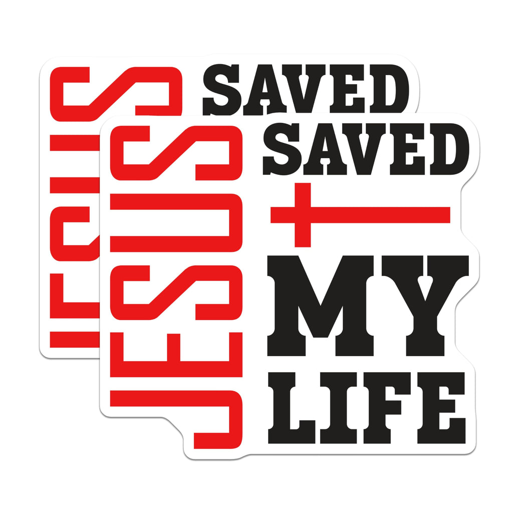 (2 Pack) Jesus Saved My Life Magnets - Christian Faith Decor - Religious Statement Fridge Magnets - 5 Inches On Longest Side - Thick Durable Magnet - Made in USA - MAG26145