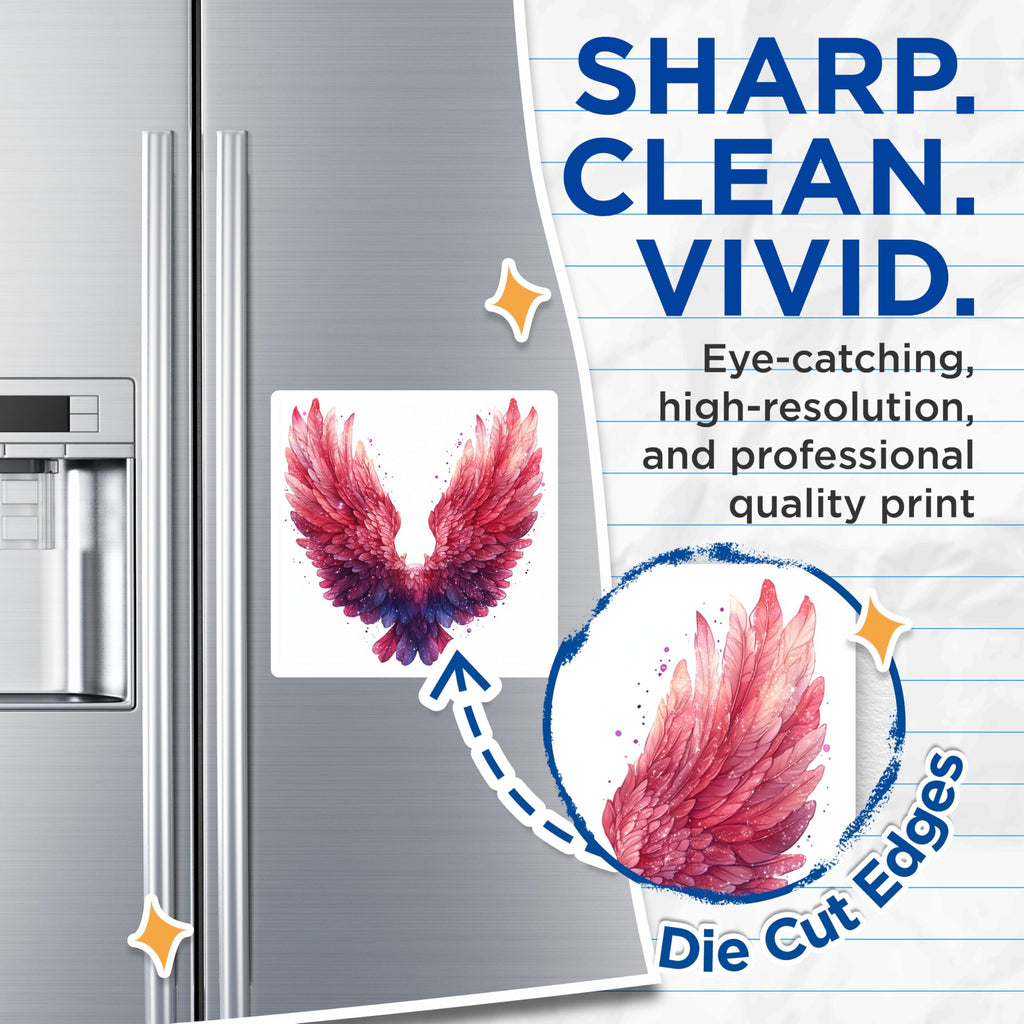 (2 Pack) Pink Purple Angel Wings Magnets - Ethereal Fantasy Decor - Fairycore Aesthetic Home Accent - 5 Inches On Longest Side - Thick Durable Magnet - Made in USA - MAG28139