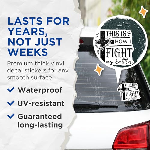 (2 Pack) Christian Inspirational Stickers - Religious Vinyl Decal - Motivational Faith Stickers - 5" On Longest Side - Sticks to Smooth Flat Surfaces - Made in USA - BMCS5628