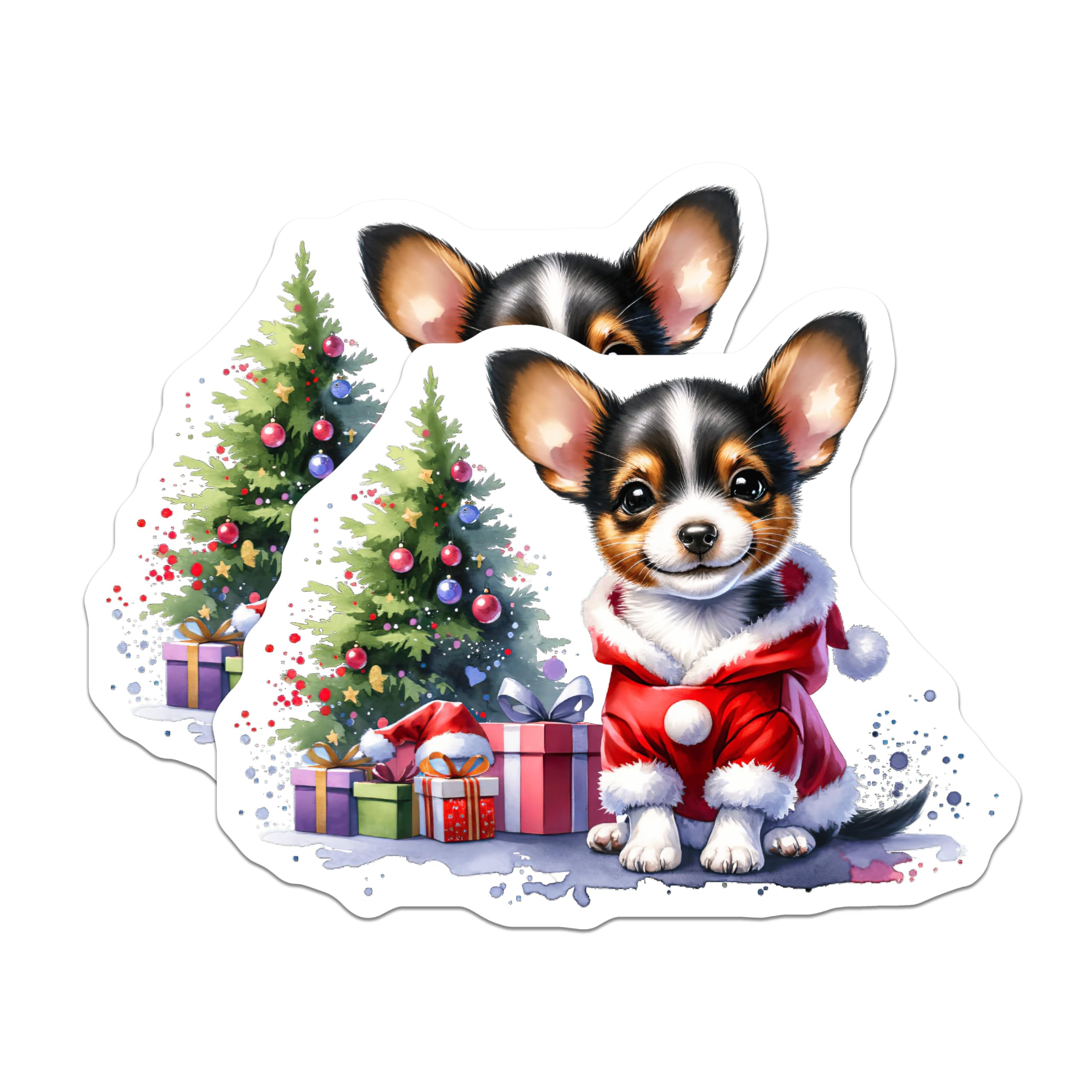 (2 Pack) Christmas Chihuahua Magnets - Puppy Santa Suit - Festive Holiday Decor - 5 Inches On Longest Side - Thick Durable Magnet - Made in USA - MAG24588
