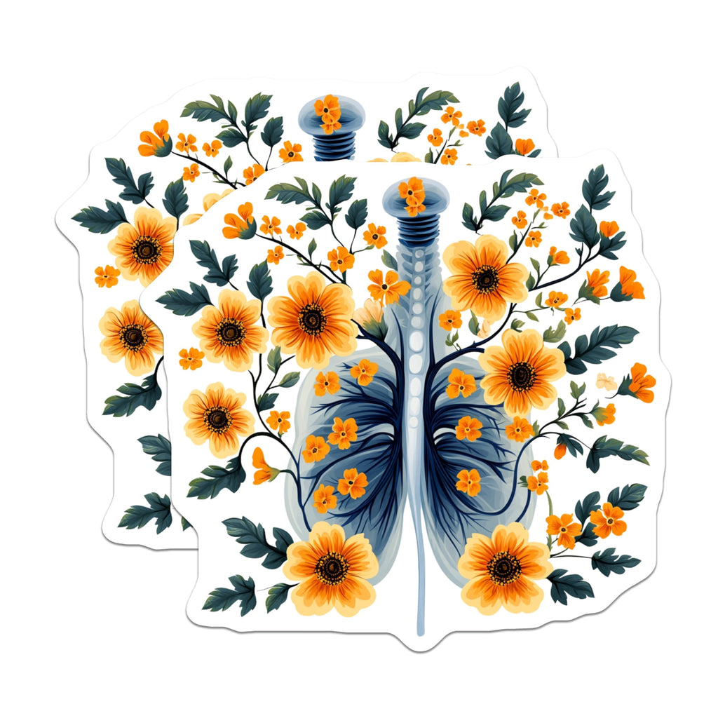 (2 Pack) Floral Lungs Magnets - Human Anatomy Art - Doctor Nurse Student Science Decor - 5 Inches On Longest Side - Thick Durable Magnet - Made in USA - MAG25147