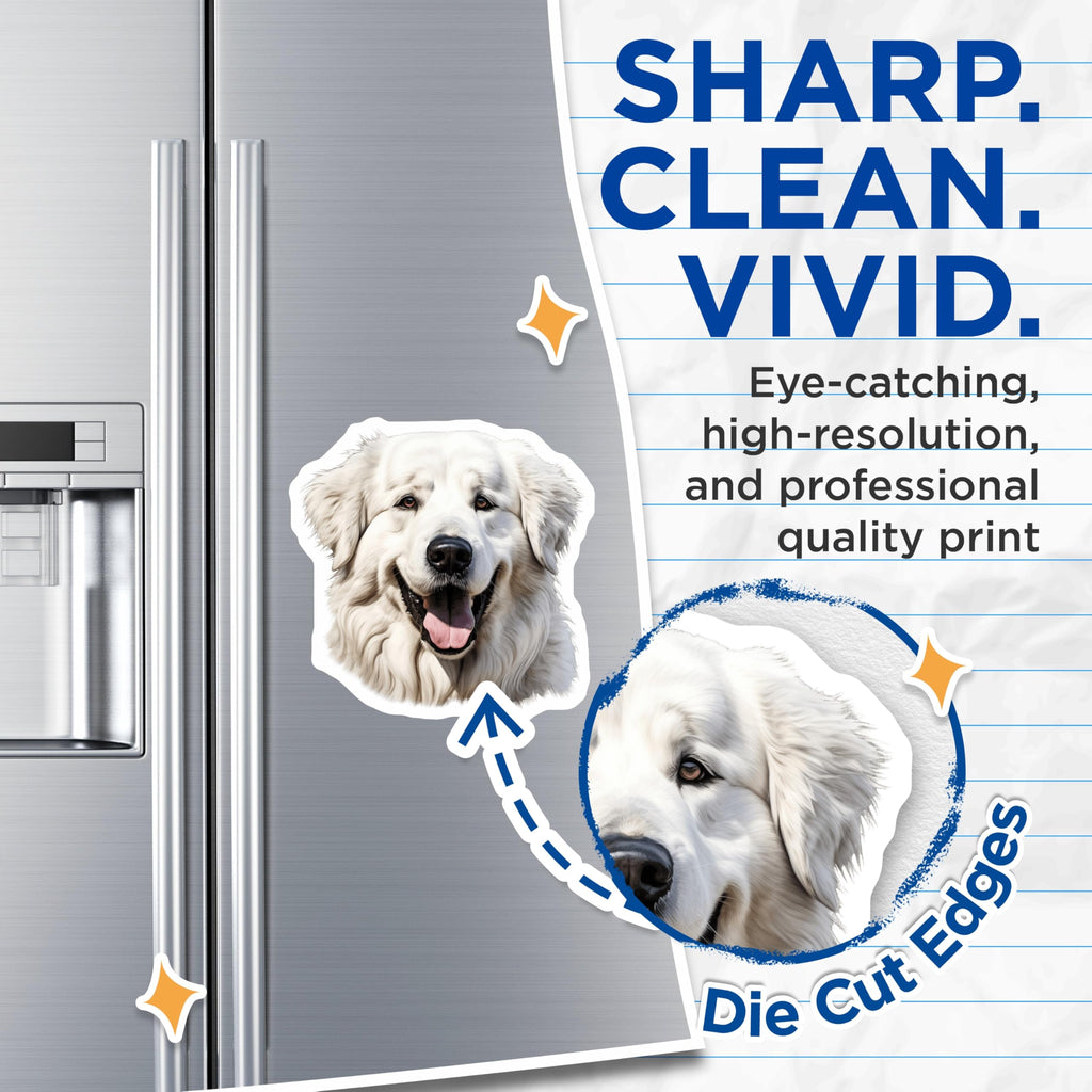 (2 Pack) Great Pyrenees Dog Magnets - Happy White Dog Art - Pet Lover Fridge Decor Dog Owner - 5 Inches On Longest Side - Thick Durable Magnet - Made in USA - MAG28984