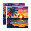 (2 Pack) Tropical Sunset Magnets - Stained Glass Look - Beach Palm Tree Ocean Art - 5 Inches On Longest Side - Thick Durable Magnet - Made in USA - MAG26207