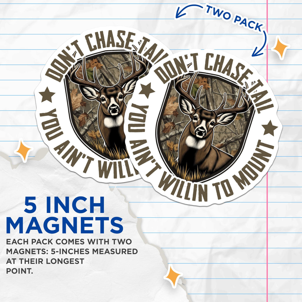(2 Pack) Hunting Saying Magnets - Deer Hunter Art - Funny Hunter Refrigerator Magnets - 5" On Longest Side - Premium Magnet - for Cars, Refrigerators, Toolboxes, Lockers - Made in USA - MAG16614