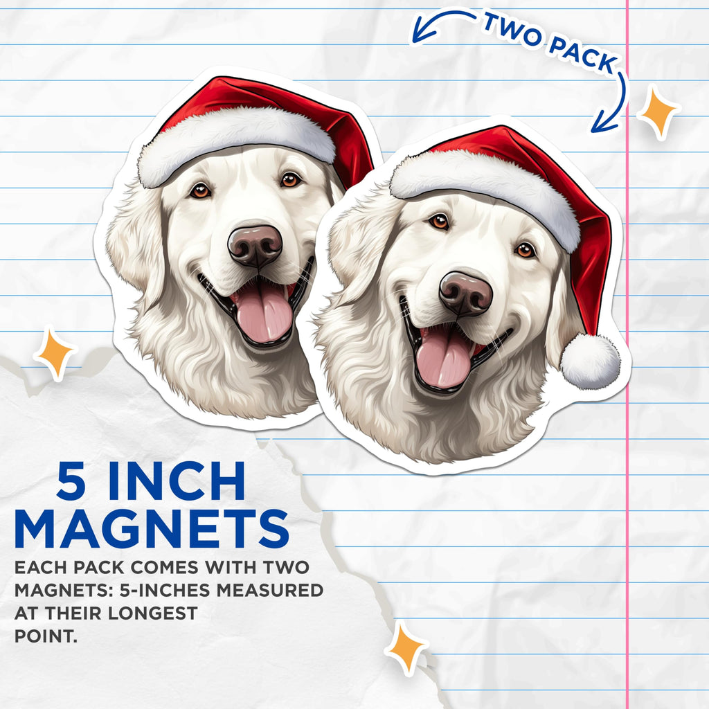 (2 Pack) Christmas Dog Magnets - Golden Retriever Magnet - Holiday Fridge Decor - Dog Mom Winter Decor - 5 Inches On Longest Side - Thick Durable Magnet - Made in USA - MAG25818