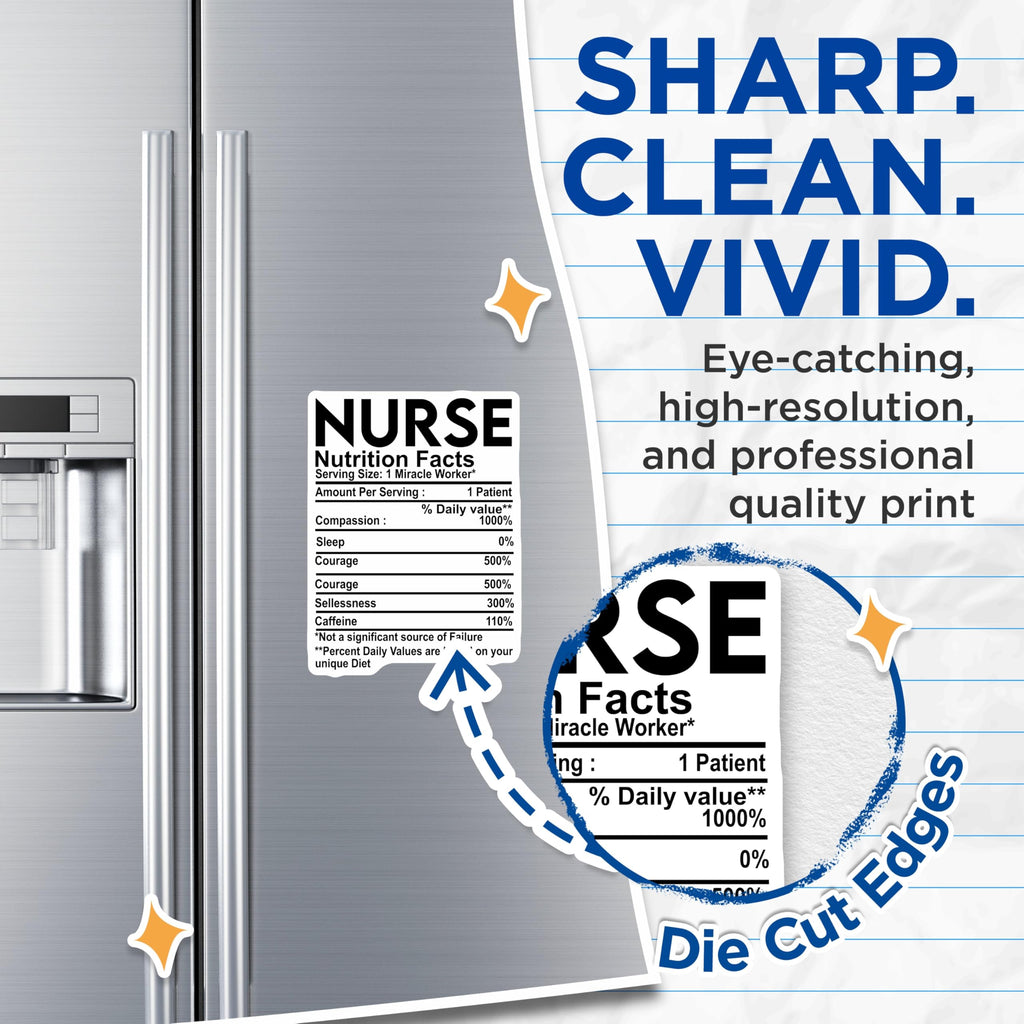 (2 Pack) Nurse Nutrition Facts Magnets - Miracle Worker - Essential Healthcare Worker - 5" On Longest Side - Premium Magnet - for Cars, Refrigerators, Toolboxes, Lockers - Made in USA - MAG16001