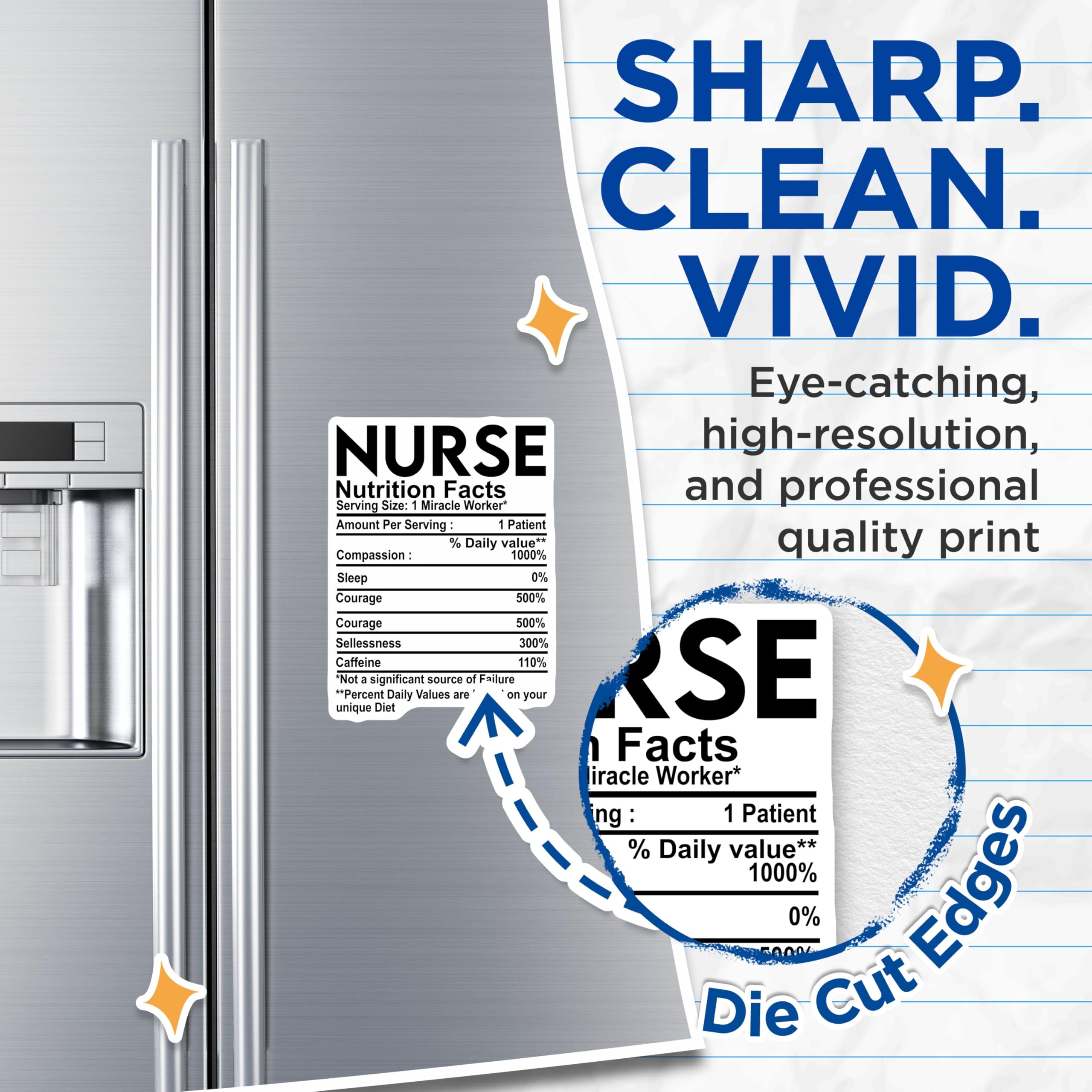 (2 Pack) Nurse Nutrition Facts Magnets - Miracle Worker - Essential Healthcare Worker - 5" On Longest Side - Premium Magnet - for Cars, Refrigerators, Toolboxes, Lockers - Made in USA - MAG16001