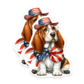 (2 Pack) Patriotic Dog Stickers - American Flag Dog - 4th of July Puppy Illustration - 5" On Longest Side - Sticks to Smooth Flat Surfaces - Made in USA - BMCS6403